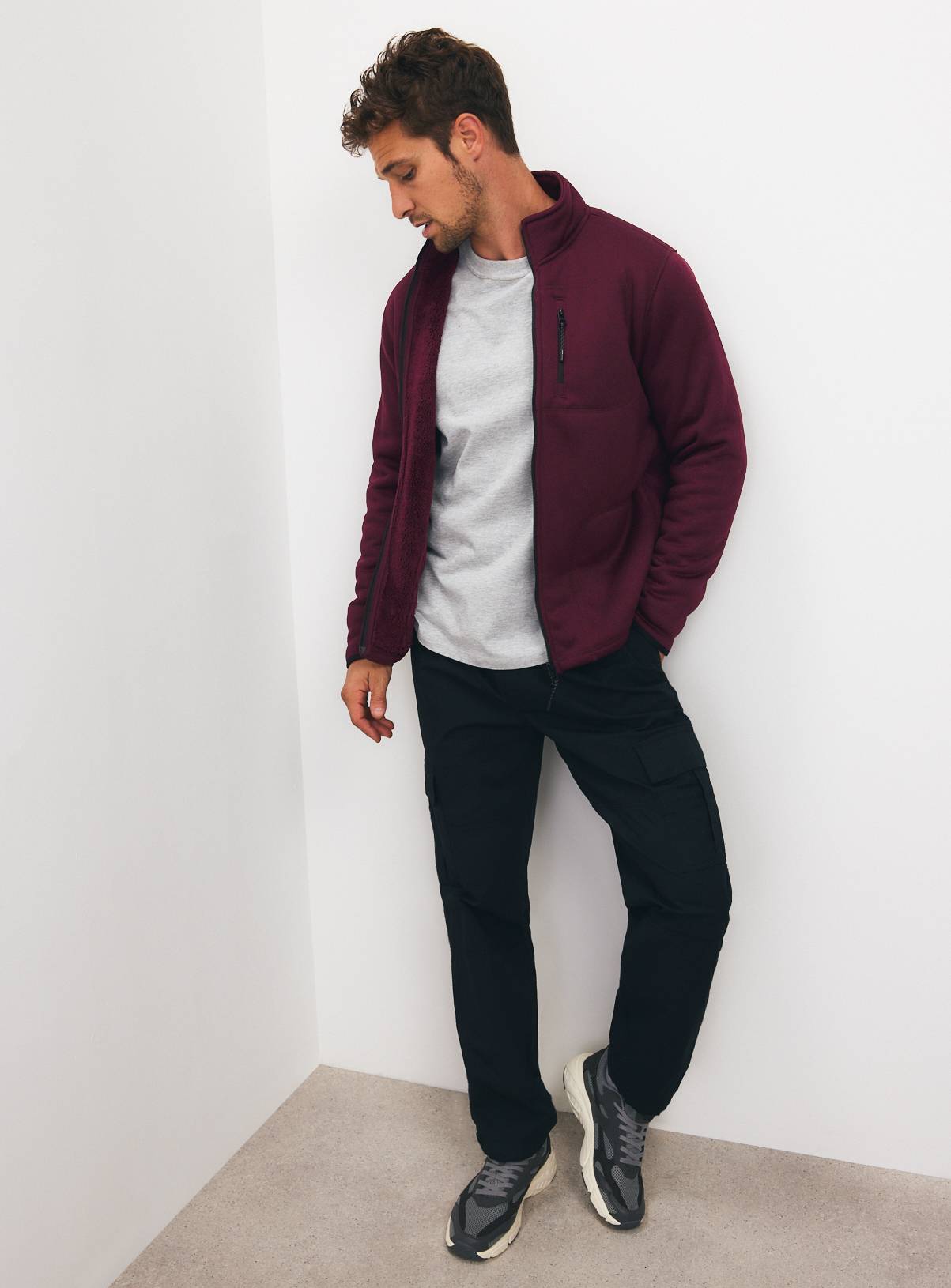 Dark Red Borg Fleece Jacket XXXL - Image 2